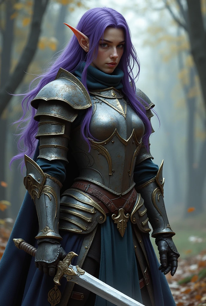Generate a full body character concept sheet of a tall girl, black skin, Black hair with fluorescent purple and short to the shoulders, horns, Black dragon legs and features With Reyna accessories and medieval soldier armor With terrifying appearance