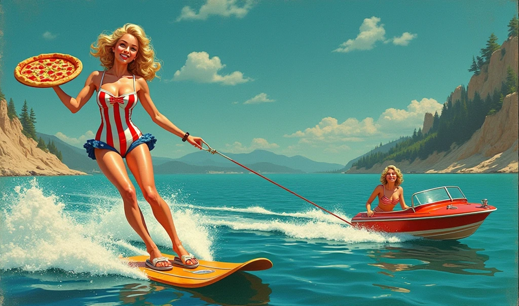 bikini babes, surfers. full body shot, female, clyde caldwell