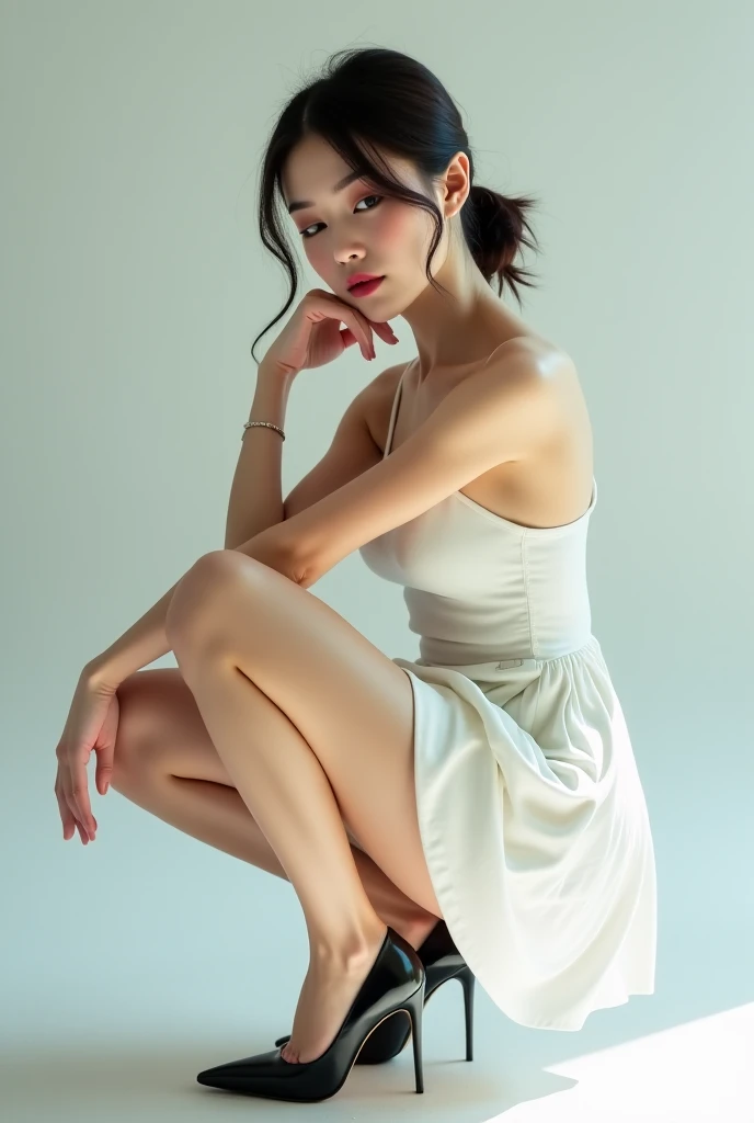 (1Young girl), (Backwards:1.6), Looking back, (Cara hermosa altamente detallada), Amazing face and eyes, (La mejor calidad:1.4), (Ultra detallado), (fondo de pantalla CG unificado 8k extremadamente detallado), Altamente detallado, high definition RAW color photos, Professional Photography, Retrato realista, Amazing face and eyes, ojos rosados, (hi-Uniforme escolar, Mini falda plisada:1.3), (Uniforme de escuela secundaria con los pechos abiertos:1.4), minifalda, colas gemelas, brown hair, modelo, (((Bokeh))), Profundidad de campos, escuela, Classroom, (:1.4), (Vista desde abajo:1.3),