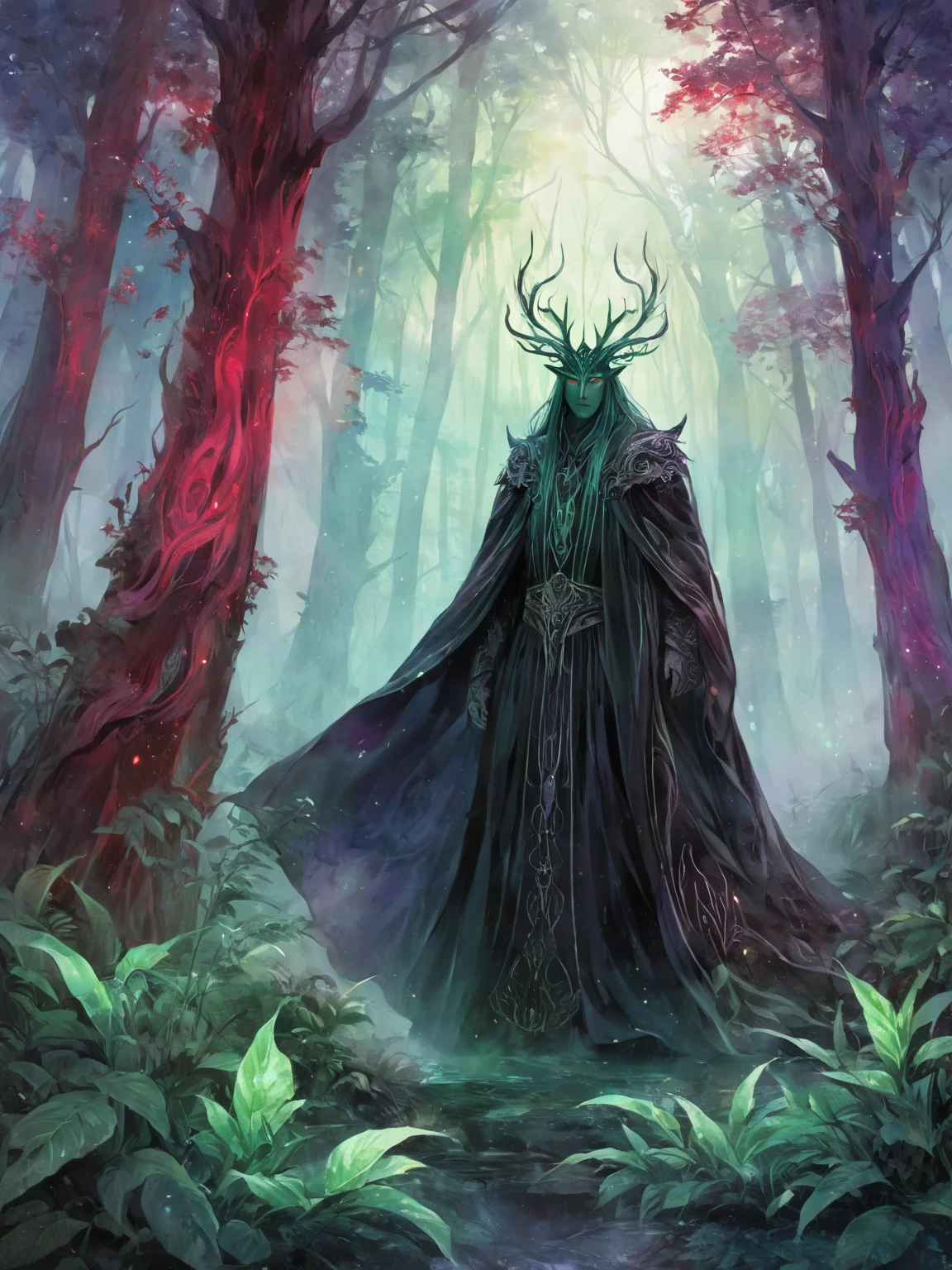 Hello, IA! Please create a Dark creature, Sylvan, the Guardian of the Forests
. Explore your creativity to portray this mystical and imaginary creature. Play with vibrant colors, unique shapes and intriguing textures to make the image unique and engaging. I'm excited to see your artistic interpretation of the Dark creature, Do Sylvan, the Guardian of the Forests