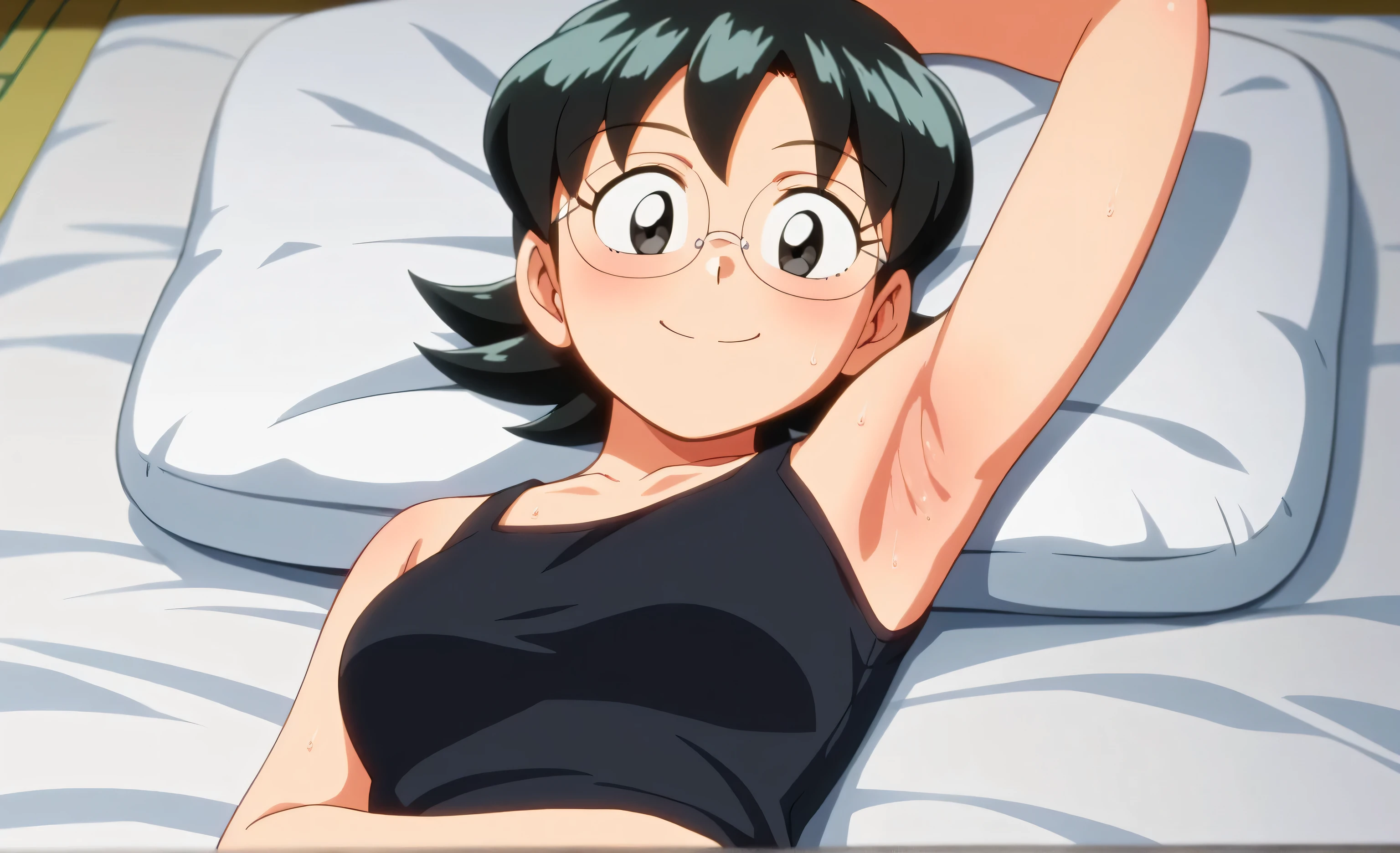 MakiZenin, 1girl, perfect, beautiful, lnd_woman, lnd_body, posing, laying down, front, ponytail, [(green hair:1.1):2] eyewear, in bed, missionary position, eyes looking seductively at viewer, evil smile, masterpiece, high quality, expressive eyes, defined eyes, sex with maki zenin, orgasm, riding dick, man fucking woman, man fucks maki hard till she cums, best sex ever, good eyes, maki lays on bed, laying down on back, missionary sex, pov missionary, well defined eyes, good face, hot sex, creampie, hands grabbing her breasts, breast squeezing, riding dick, wedding dress, elaborate wedding dress, strapless dress, dress lift, fucking in wedding dress