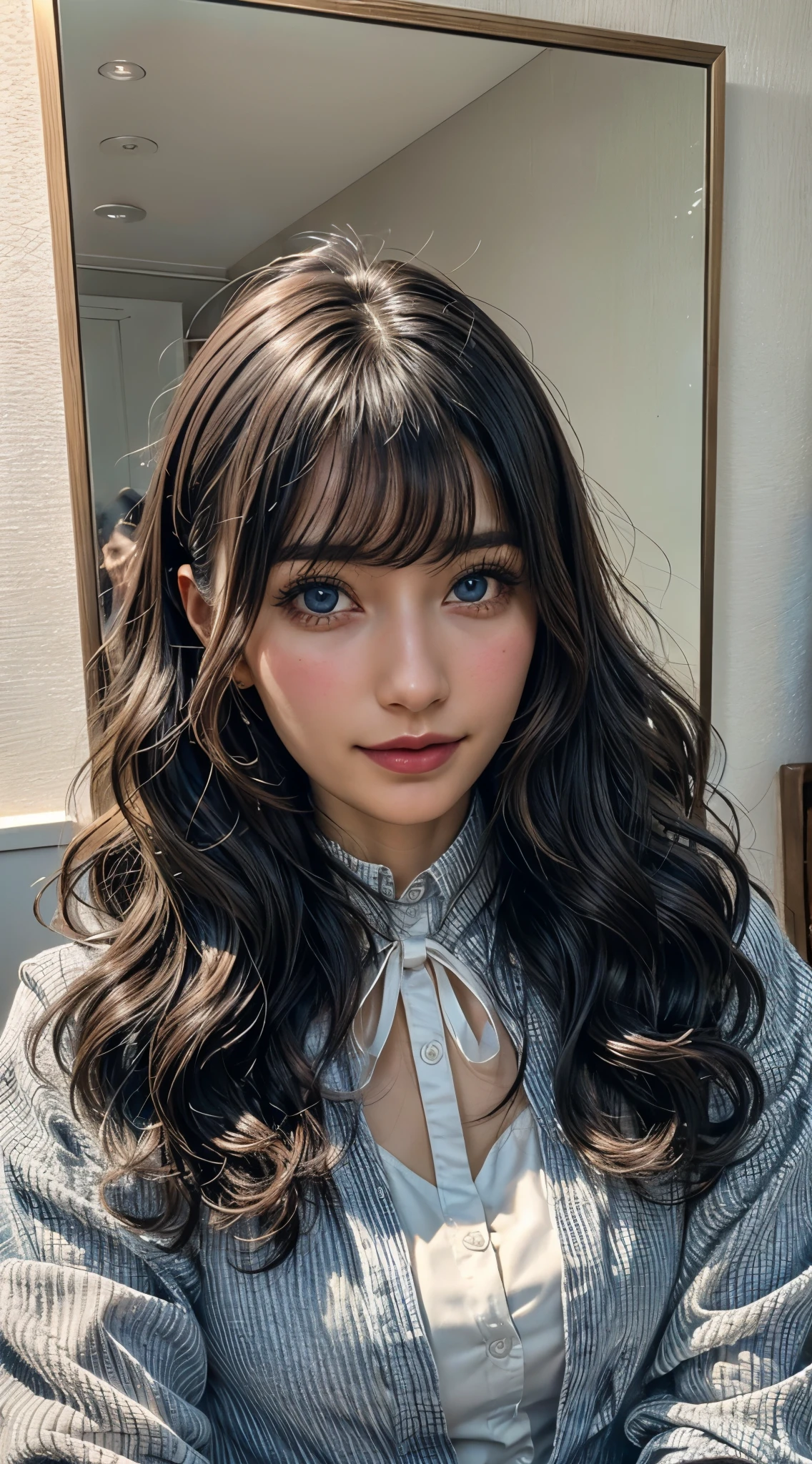 (body portrait:1.4), super high resolution, masterpiece, textured skin in 10,000 holes, very detailed, high quality of wavy lines, Awards, 最high quality of wavy linesのシネマティックライティング, Sexy Girl Working At A Flower Shop, wearing an open shirt、 Gold, ( blue eyed girl), Extremely detailed shiny eyes, light smile, wear only portrait photography, medium chest, (staring at camera), Mirror reflected light , DSLR, 超high quality of wavy lines , sharp concentration, tack sharp, depth of field, Film Grain, ( centered ), Fujifilm XT3, crystal clear , center of frame , cute face, sharp concentration, Detailed Skin Pores
