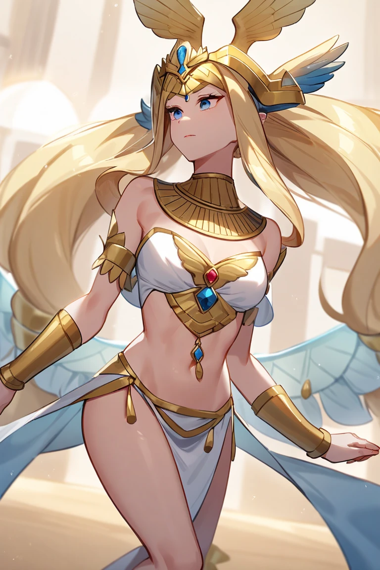 young girl, longue blonde hair, elf ears, white eyes, angel wings, Naked, gold tattoos, Masterpiece, hiquality