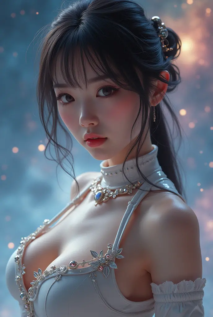 ((Best Quality, 8k, Masterpiece:1.3)), Focus: 1.2, Perfect Body Beauty: 1.4, Buttocks: 1.2, ((Layered Haircut)), (Wet Clothes: 1.1) , (Rain, Street:1.3), (Dress: 1.2), Highly detailed face and skin texture, Fine eyes, Double eyelids, Whitened skin, Long hair, (Shut up: 1.5), Bare shoulders, Shoulder close-up, (Bokeh background: 1.5)