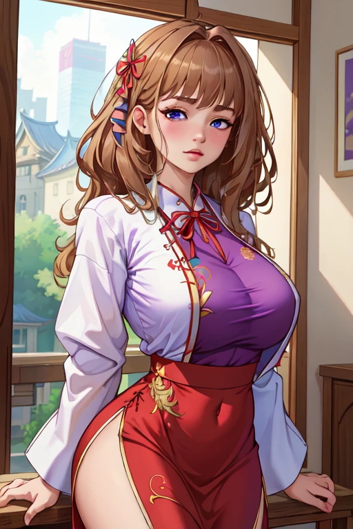 score_9, score_8_up, score_7_up, source_anime,high quality, highly detailed digital-painting,
woman, solo, puffy breasts, looking at viewer, big eyes, dark eyes, long eyelashes, brown blonde long hair hair bun with big light blue bow behind head, blushing, smile,
wearing pink nurse dress with nurse cap, indoor hospital bedroom background, green walls closeup shot,
keeling pose