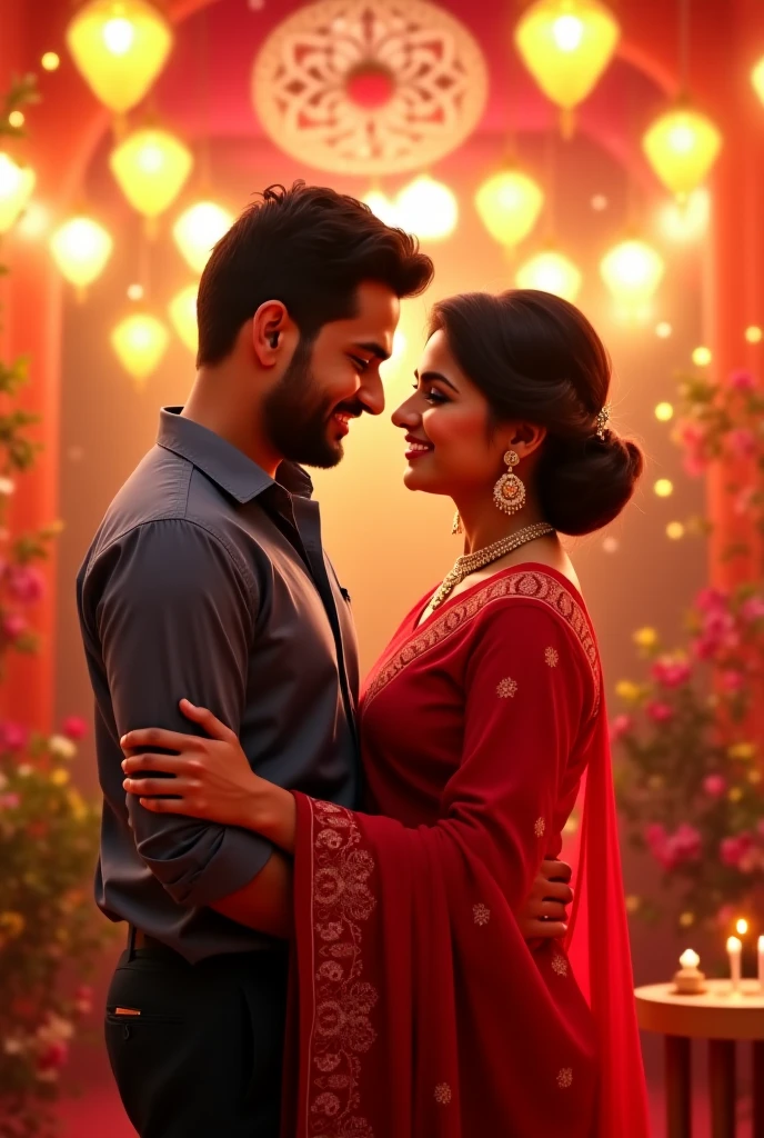 (photorealism:1.2), Arjun looking at Meera with gratitude and affection as she ties the rakhi