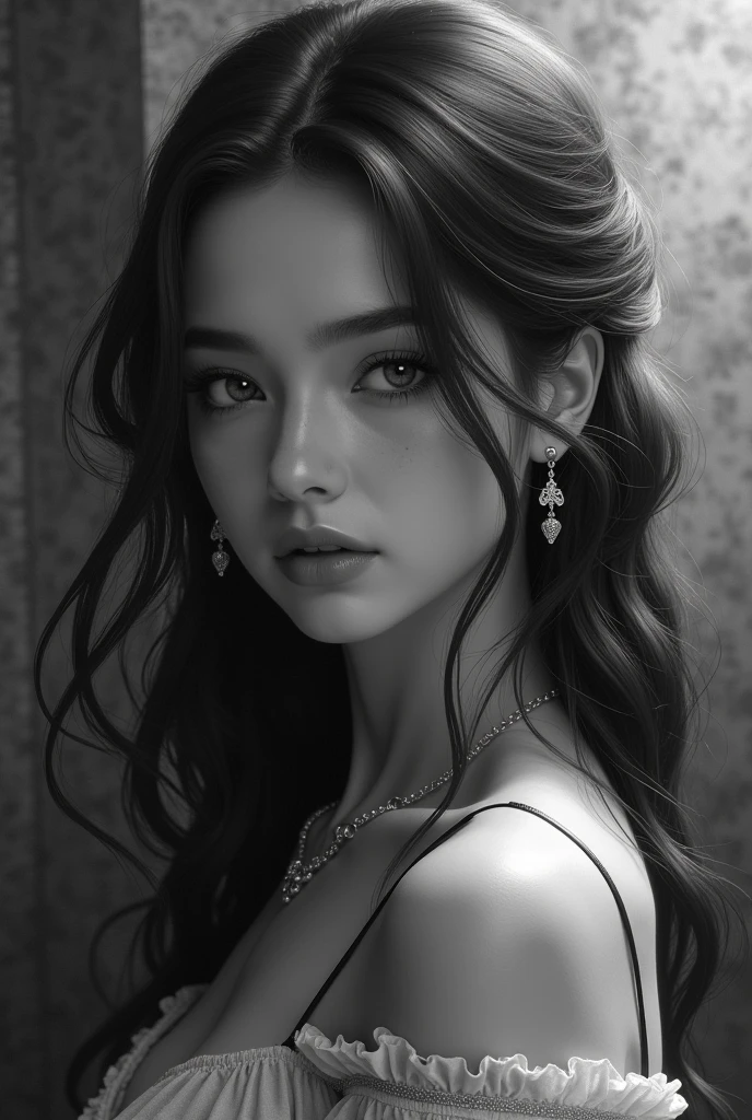 ((Masterpiece, Superb Quality, Super Delicate, High Resolution)), Solo, Pretty Girl, Sparkling Eyes, Perfect Eyes, , Black and White Gold theme