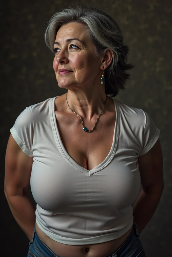 detailed muscular elderly rich woman, bodybuilding grandma, ((posing wering sensual nude on rich transocean)), Horny, 8k, buff physique, horny smile, piercing eyes, bronze skin, five toes, five fingers, hyperrealistic, photorealistic, dramatic lighting, dramatic shadows, high contrast, more whitness colors, vibrant colors, fantasy, surreal, veins onder skin fitness, fibred muscles,golden skin, detail face, vibrant eyes, pocophone camera