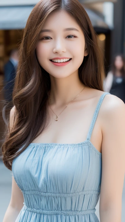 8K、High definition、Ultra Detail、Photorealistic、Realistic and accurate depiction、Realistic and accurate human anatomy、High resolution、Highest quality、Japanese Beauty、Best Quality,フォトリアリスティックHigh resolution,Cute Woman,Beautiful detailed eyes,Beautiful detailed lips,Smiling,Laughing,Cute,enjoy,Happy smile,Magical moments,looking at the camera、A slender body、Happy expression、Visible dimples、Random medium hairstyles、22 years old、Show the whole body、A neat and cute dress design