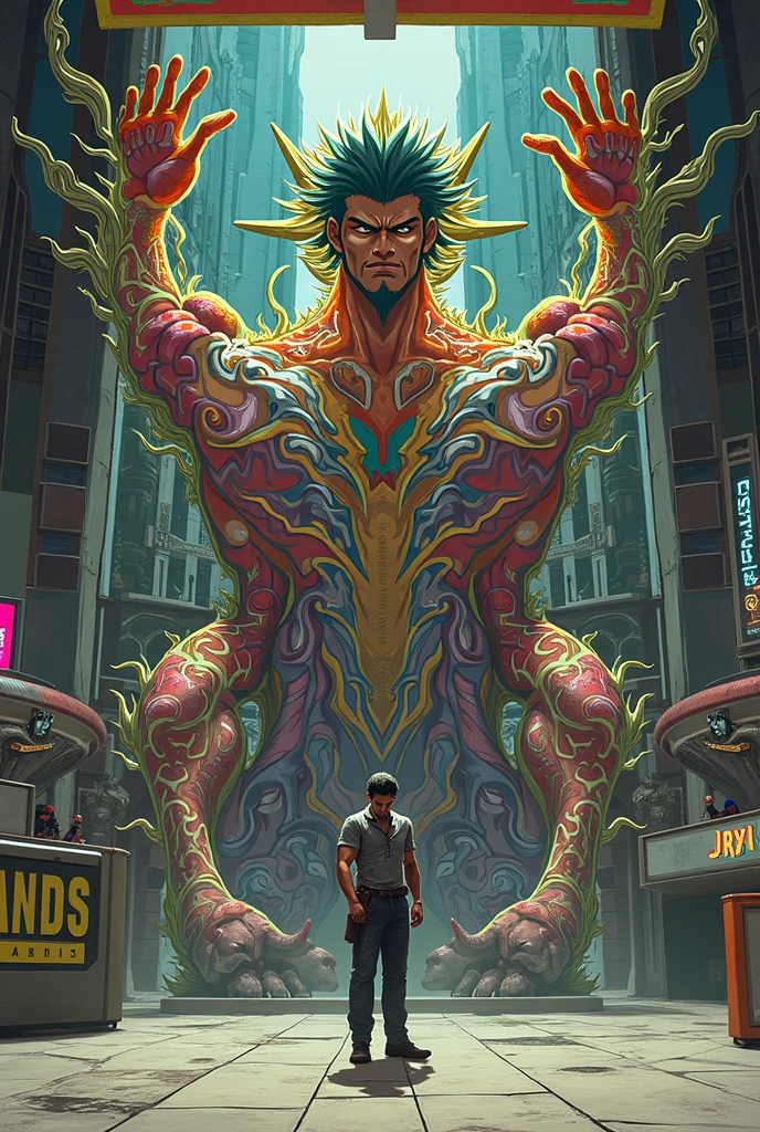 A futuristic embryonic capsule with (demons and angels inside),oils,realista,HDR,Altas Resoluciones,Ultra detallado,profesional,Studio lighting,physically based representation,vivid colors,Retratos,foco nítido,paleta colorida,soft warm lighting.nsfw. swimming trunks,ropa ajustada,poca ropa,sexy,pose sujerente