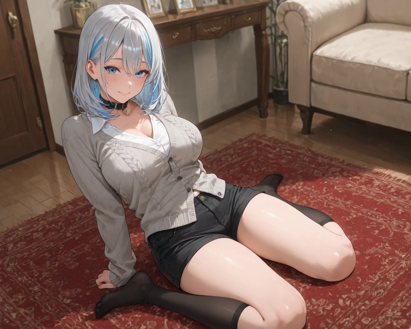 ((suspense scene ((concept art)), Girl in blue jeans and very detailed, and brown coat and boots)), (better lighting, better shadow, very delicate and scary), (digital illustration), ((4k painting)), [(dynamic angle,((1 girl)),gray hair, (beautiful face, perfect face, I was scared,) look of fear, torn clothes, gun in hand, sitting on the floor, darkness, scary house),  [:(dark, Mysterious, game paint, ominous setting, jagged hallway, big house, deadly silence):]
