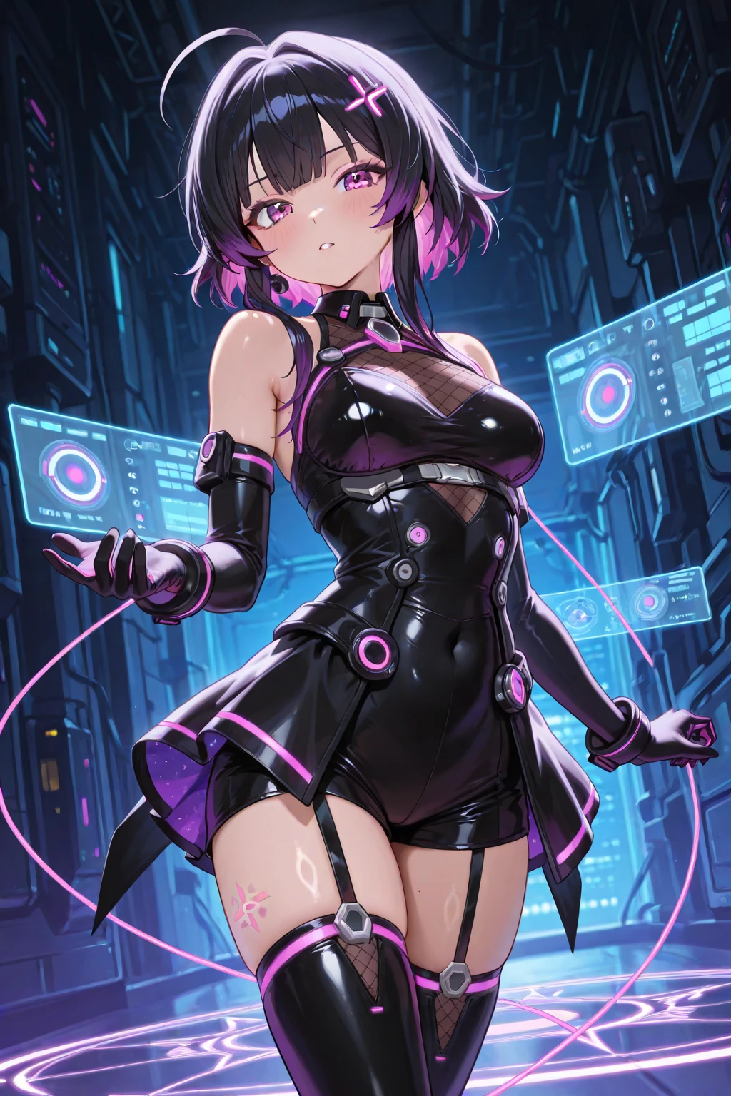 cute synthwave anime girl