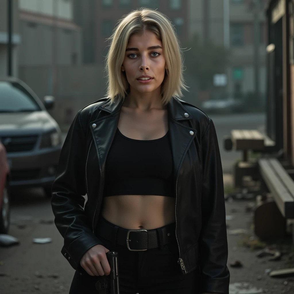 cinematic photo <lora:quiron_AlixLynx_v1_Lora:0.87> alixlynxquiron, alixlynx, 1girl, lips, realistic, Balancing on a rooftop ledge, she gazes at the city skyline, a sense of freedom in her heart, . 35mm photograph, film, bokeh, professional, 4k, highly detailed, , realistic, depth of field, RAW photo, a woman Dressed in the (style of Art Nouveau Isabel Marant fringed jacket with Leather pants: Pants made of leather for a stylish and edgy look.) with Turbulent Seascape in the background , Pretending to be a superhero in flight,