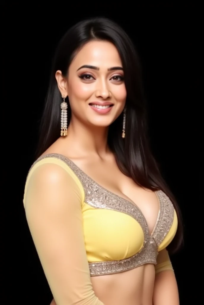 portrait of A confident-looking indian woman princess with long flowing hair, hazel eyes, with orange blue red saree, a smile on the face, royal and lusty look, red bindi, standing in cricket stadium, c-cup breast, perfect composition, hyperrealistic, super detailed, 8k, high quality, trending art, trending on artstation, sharp focus, sexy photo, intricate details, highly detailed, art by Greg Rutkowski