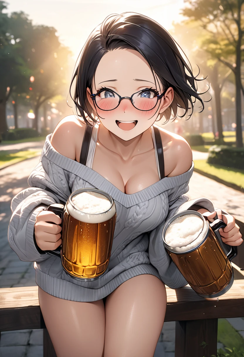 Anime illustration、highest quality、A short and voluptuous high school girl idol、Campaign Girl、Cow print tube top、Pants Style、Breast milk、Ranch Story、Pasture、grazing、Perfect proportions、overwhelmingly big breasts、Beautiful, shining eyes、Blushed、smile、Cowboy Shot、Thick legs