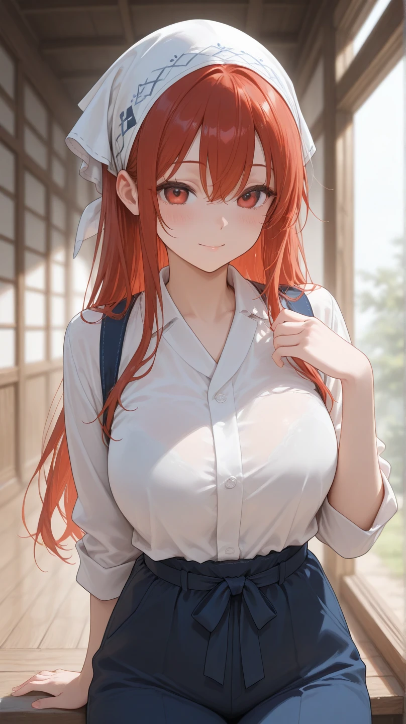 mastute piece,Best Quality,insanely detailed,8k cg,nsfw,
(shoot upper body:1.3),
(1girls:1.3),standing,looking at viewr,body in front,((both arms behind back:1.4)),(shrine maiden costume:1.3,red hakama:1.1,nurse cap:1.4),break,
blush,shy,(??????? face),(trembling:1.2),break,(light orange hair:1.2),
break,
perfect breasts,perfect teats,(open mouth:0.9),(large breasts),
(hospital room:1.1),