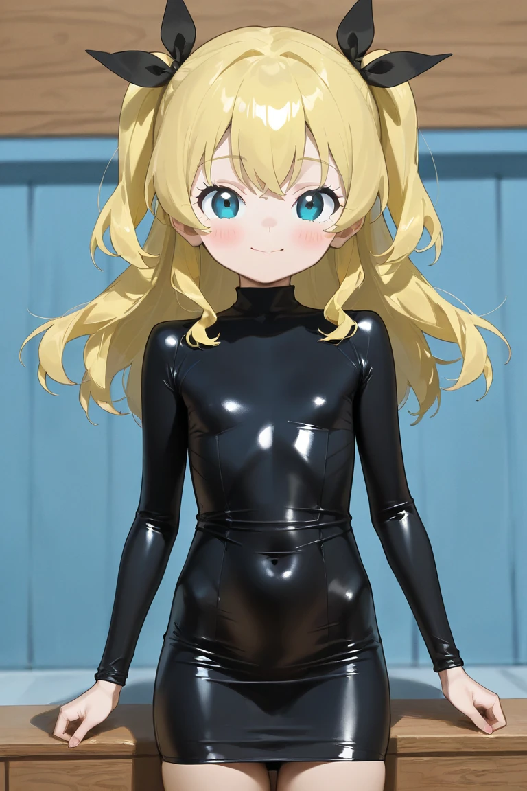 Kigurumi, ((green eyes)), blonde, bangs, High resolution cosplay photos, highest resolution, 最high quality, high quality, 4K HDR photography, outdoor, autumn, sunset, anime girl, Flesh-colored bodysuit made of fabric with visible seams and wrinkles,(plastic face), plastic anime girl mask, synthetic wig texture, (Rin Tohsaka&#39;s face), ((anime face)), Detailed anime eyes, (Cartoon face), fabric seams, 、full body portrait、wearing leotard