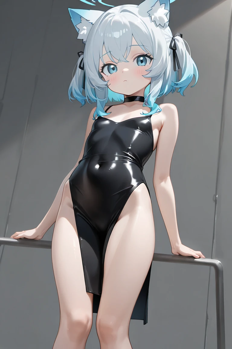 1girl, 1 girl is taking to lavatory, looking away, standing, embarrassed, blush, Keep one's mouth shut, (Masterpiece, Slim Body, Delicate Fingers: 1.2), Best Quality, (Illustration: 1.2), (Hyper Detail), Eye Focus, Ultra Detail, (Fine Detail), (Intricate Detail), HDR, (Ultra Detail: 1.15), (Soft Light: 1.2), Very detailed eyes, girl, White hair, blue highlights, cyan left eyes, blue right eyes, ager,(school swimsuit:1.3), costume with blue accents, short hair, solo, ahoge, butterfly, thigh straps, large breasts, mismatched pupils, multicolored eyes, high quality, best quality, shy expression, blush face, erotica, embarrassed, camel toes, wet body, street (girl leaking pee)
