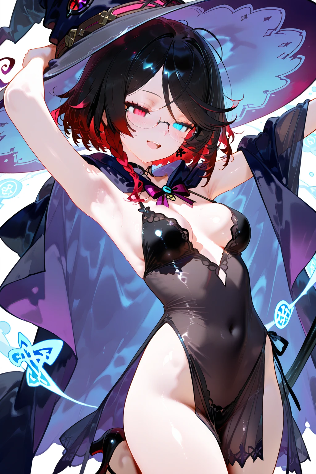Harry Clarke, Mabel Attwell, katsuhiro Otomo, Sulamith Wülfing, Yuu Watase, Surrealism, wonder, strange, bizarre, fantasy, Sci-fi, Japanese anime, making a triangle out of palm fruits, a lively rabbit clock, magic of snowflakes, miniskirt beautiful devil girl, perfect voluminous body, detailed masterpiece