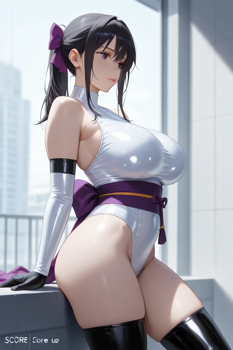 Female professional wrestler pro wrestling shoes Knee pad elbow pad Professional Wrestling Ring three ring rope 1mature woman solo light brown hair Drooping eyes big breasts white leotard Muscular mature face long hair