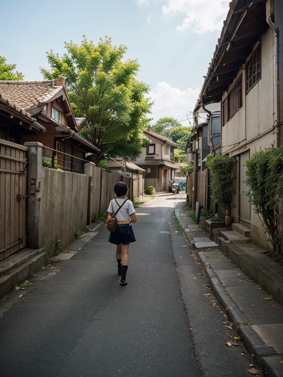 Village countryside,Boys and Girls、road,primary school student、choosing sweets、((Showa))、fun、Lively