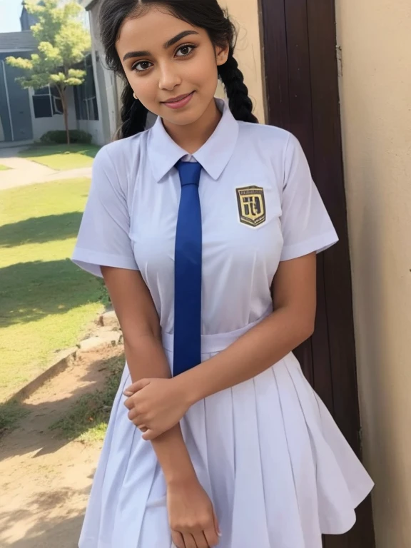 Super huge breasts, Gyaru, ditail lips, pink lips, long hair, cleavage of breasts, smile, beautiful asian girl, short skirt, gal, shining skin, brown hair, dark skin, tanned skin, brown skin, gigantic breasts, JK , hi-school girl, school student uniform, muscular, muscular legs, shining legs, chest bulge, 1 girl, heavy makeup, glowy skin