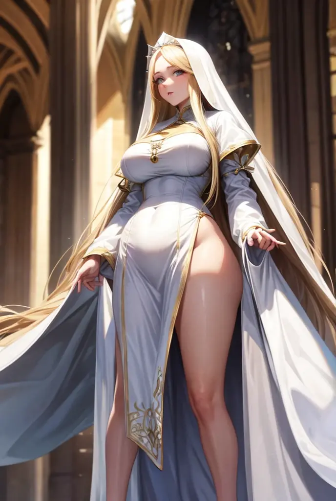 (masterpiece, best quality, hires, high resolution:1.2, 4k, 8k , high quality), extremely detailed, realistic, intricate details, highres, 1girl, solo, (large breasts, thick thighs, wide hips), arched back,(cinematic lighting, sunlight, perfect lighting, backlighting), eye-level shot, extreme close-up-shot, looking at viewer,
 <lora:[LoRa] Sword Maiden-Goblin Slayer! Clothing (With multires noise version):0.8>  outfit-bladenun,blindfold, habit