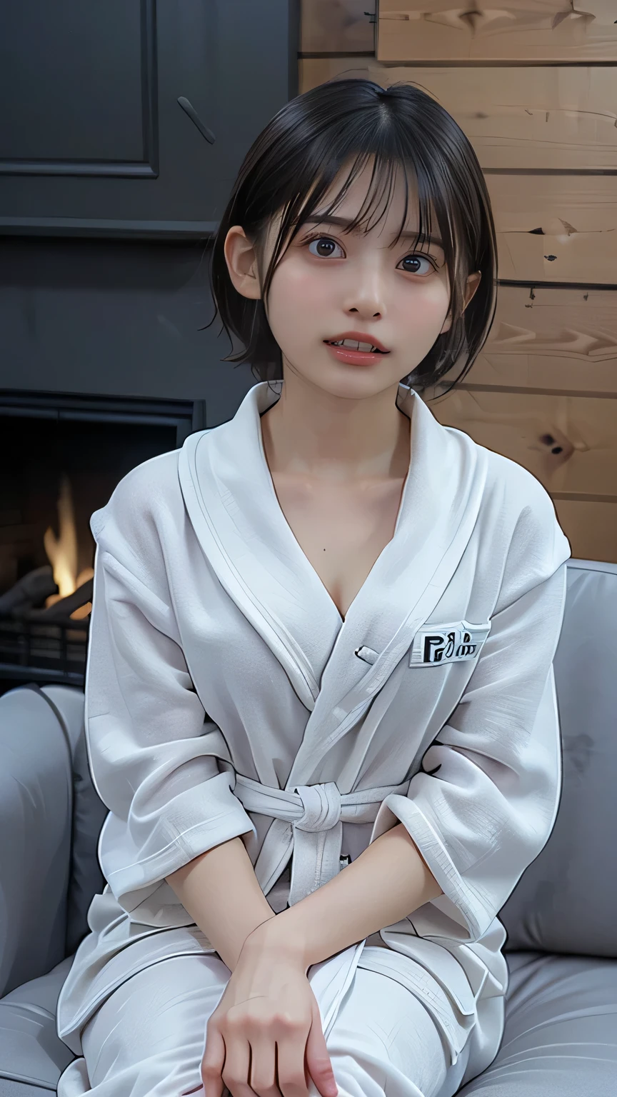 one girl, (a beauty girl, delicate girl:1.3), (Age 25:1.3),
break, (White fluffy kigurumi pajamas, Cat costume:1.2), (Upper Body:1.2),
break, Definition of very fine particles, (Symmetrical eyes:1.3),
break, (Bedroom:1.3),
break, Small breasts, Brown eyes, Parted bangs, Brown Hair, girl,
break, (Eye and facial details:1.0),
break, (masterpiece, Highest quality, Very detailed, Detailed face, 8K)、Upper Bodyは裸、Nipples sticking out