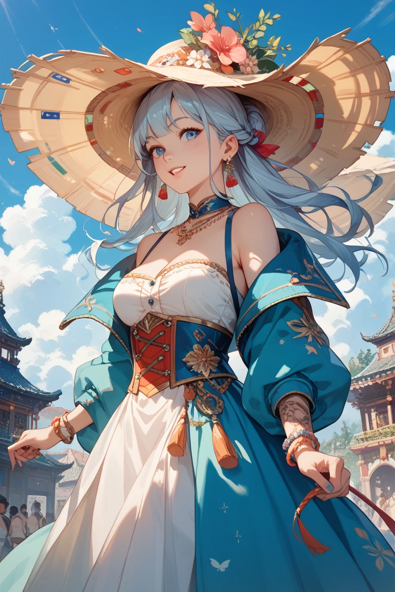 Best quality at best，tmasterpiece，illustratio，an extremely  delicate and beautiful，The is very detailed，CG，unity，8k wallpaper，astounding，finely detailled，tmasterpiece，Best quality at best，offcial art，Very detailed CG unity 8k wallpaper，absurderes，Incredibly Ridiculous res，hugefilesize，ultra - detailed，A high resolution，The is very detailed，Beautiful detailed girl，very detailed eyes and faces，beatiful detailed eyes，light in face，（Hanfu：1.1），1girll，full bodyesbian，full bodyesbian，shot of，，tmasterpiece，1girll，独奏，brunette color hair，white dresses，，white thighhig，lake，dampness