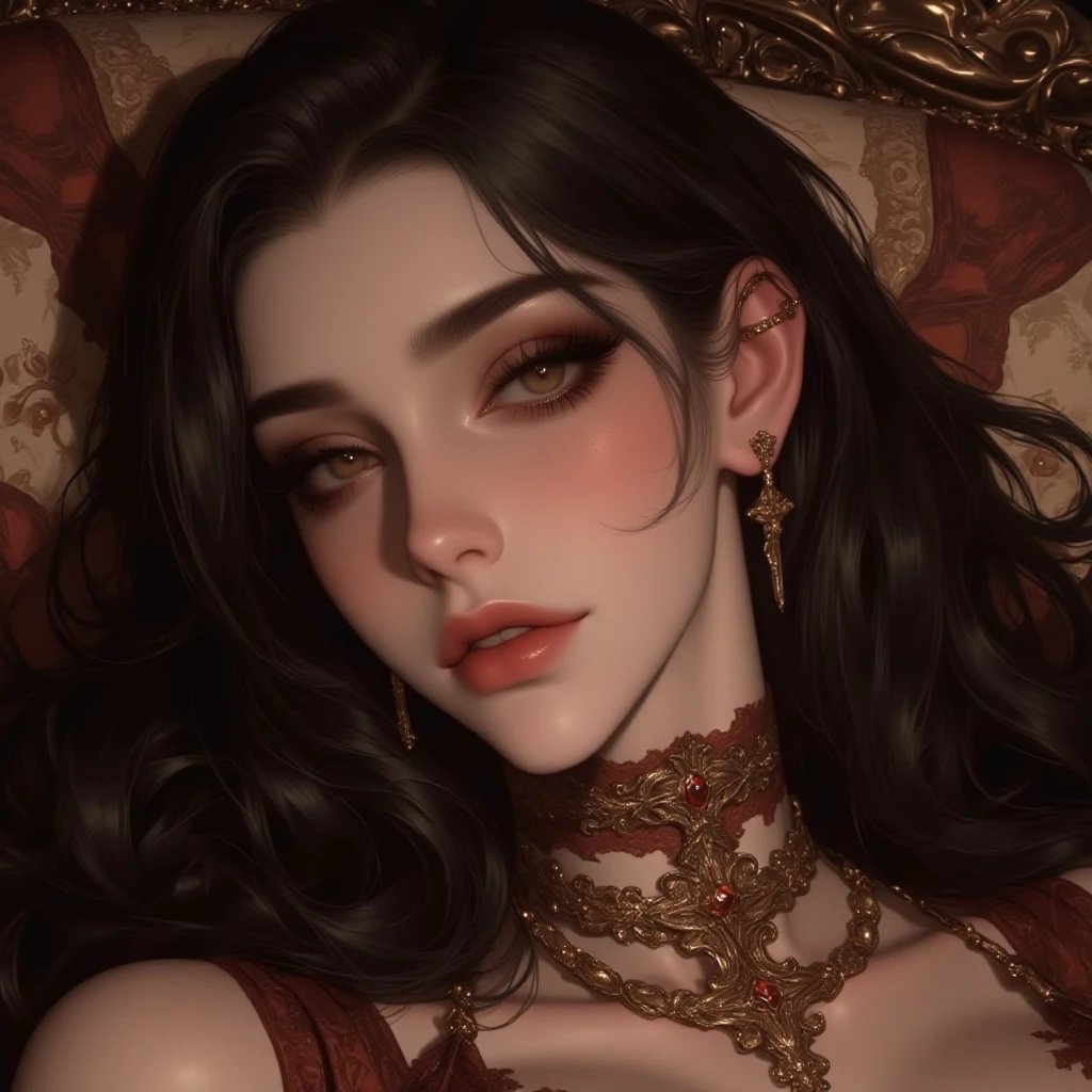 anime, woman with black curly hair