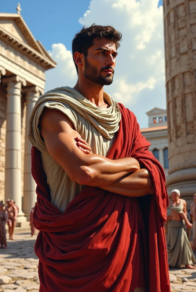 character man greek aesthetic and genius looking forward , without a hand on his chin