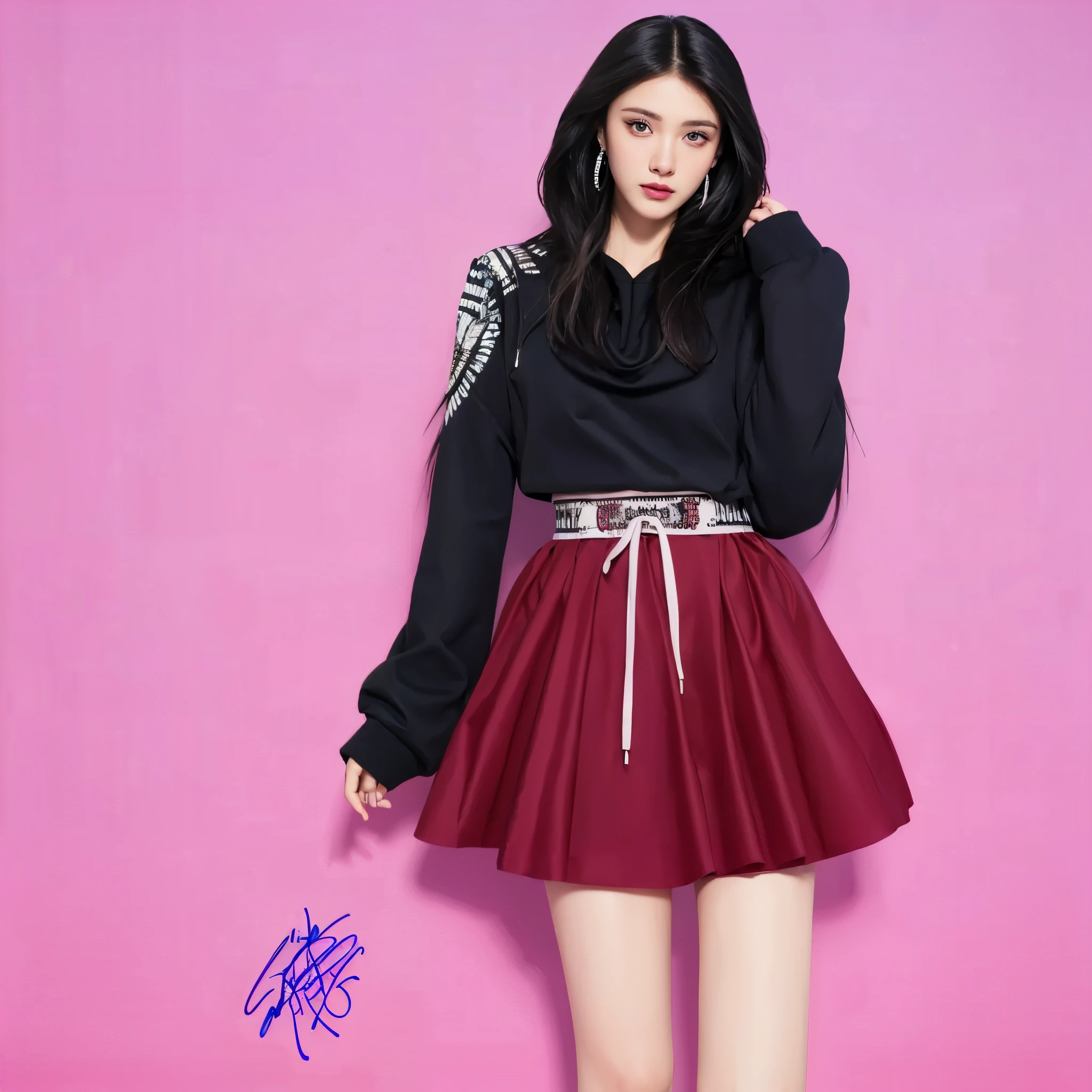 a woman in a red shirt and falda a cuadros posing for a picture, jisoo de blackpink, Jisoo de Blackpink, portrait of jossi de blackpink, jinyoung shin, retrato de jisoo rosa negro, jossi de blackpink, tzuyu de dos veces, ulzzang, foto de perfil, usando chaqueta y falda, parque roseanne de blackpink, kim taejin, falda a cuadros, jennie rosa negro
