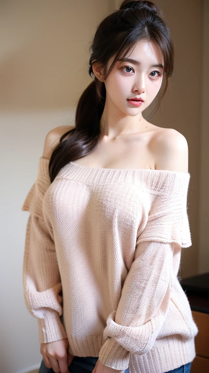 Winter scene、Snow Run、snowfall、((Oversized sweaters、leggins))、depth of fields,Real Light,Ray traching,OC Renderer,UE5 Renderer,Hyper-realistic,best qualtiy,8K,Works of masters,super-fine,Correct anatomy、Asian Women, (8K、RAW Photos、top-quality、masterpiece:1.2)、(realisitic、Photorealsitic:1.37)、Solo、1 girl、light brown hair、Detailed face、Detailed lips、detailedeyeega breasted:1.4)、Alafed Women、Smile, golden eyes