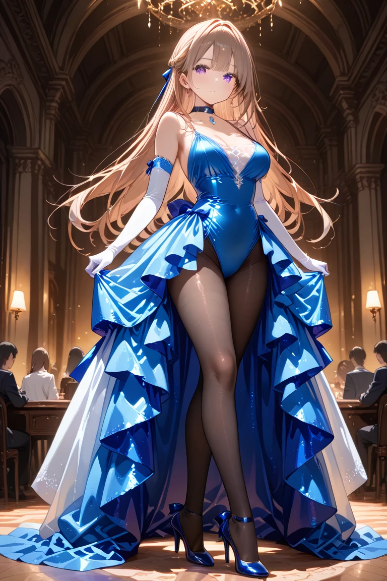 Masterpiece,A beautiful and sexy anime urban woman,Standing in the palace under the night sky in transparent clothes,Full-body standing,Detailed body part details,natural tpose,Face details,Professional cinematic lighting and shadow,busty figure,sportrait,the scene ism