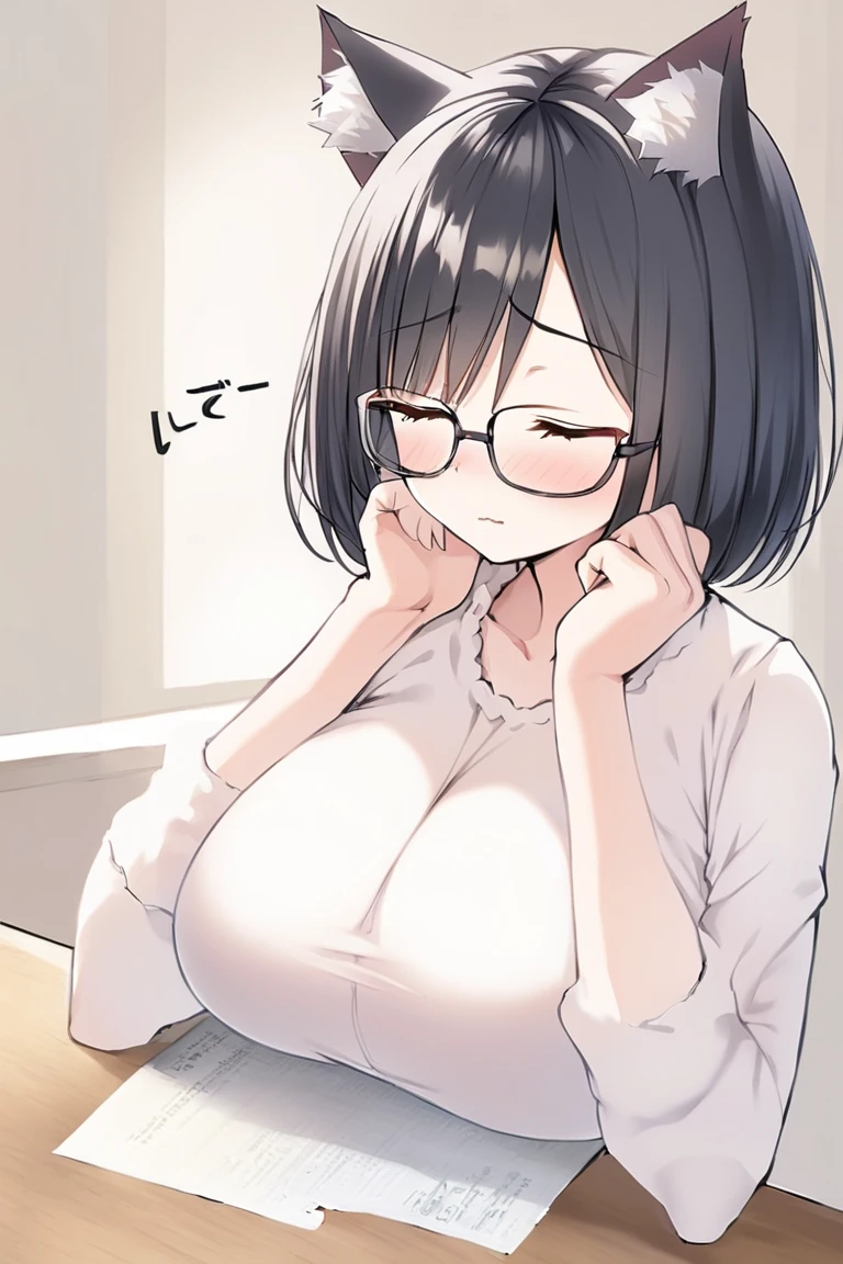 black short bob, medium breast, brown eyes, adult lady, black tight sweater, black tight skirt, fully open mouth, embarrassed, black glasses, add detail, masterpiece, squatting on the bed, ((closeup face ,watching at the viewer, flushed cheek,excited,torogao,feeling orgasm,trembling,sweaty body)), pov ,shiny skin, shiny body,1girl,masturbation, vibrator,fingering