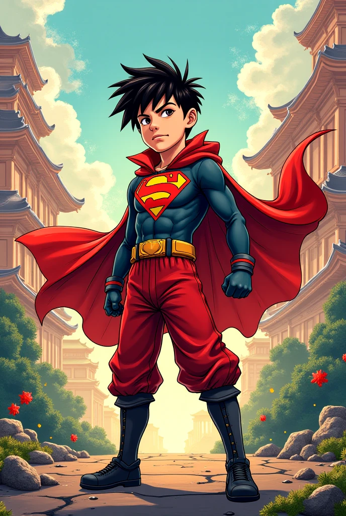 ANIME CARTOON SUPER HERO BIRTHDAY BOY full body anonymous in the city