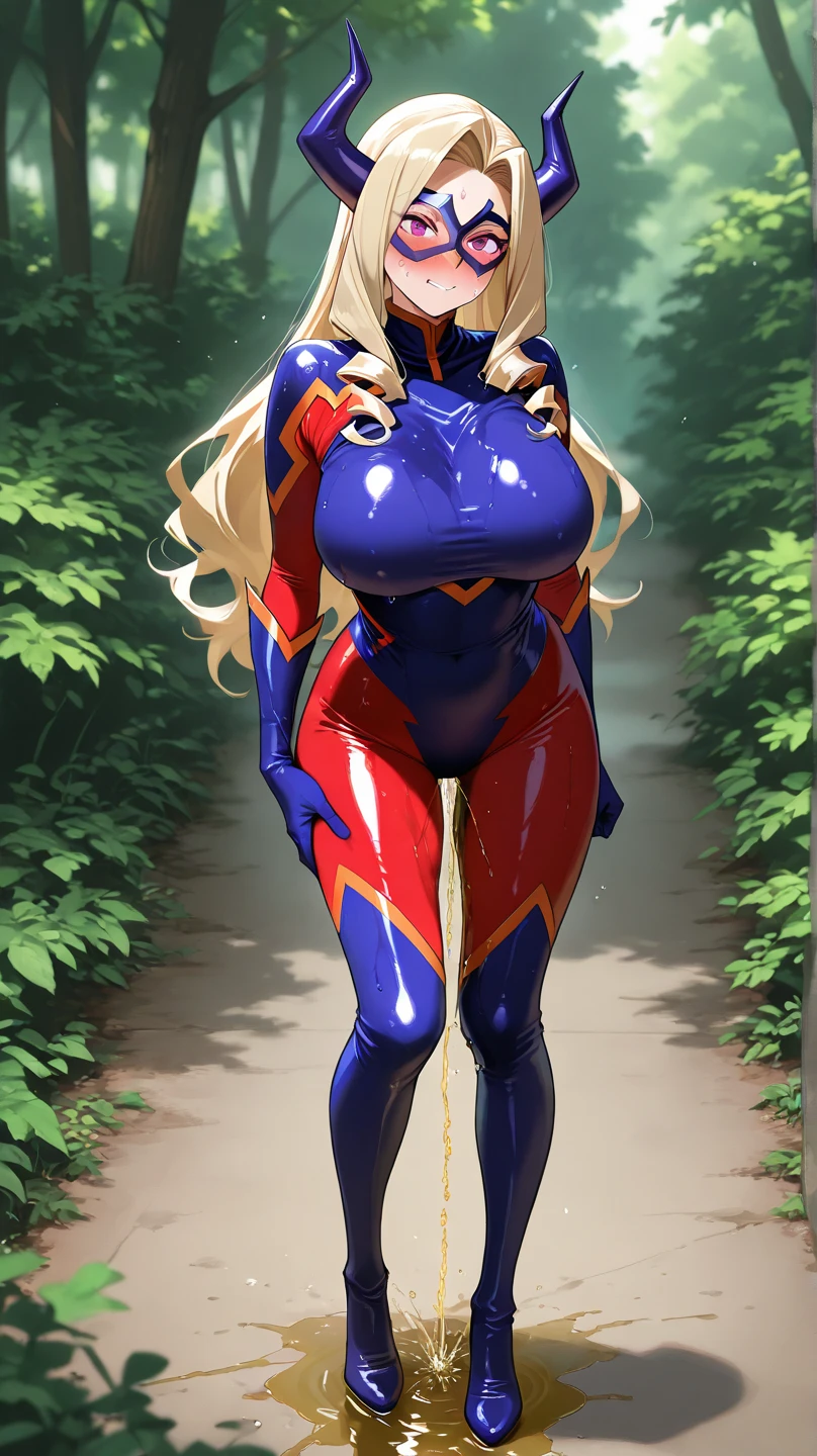 {{full body, high angle}} {{Artist: sincos}} 1woman, mature woman, middle-aged woman, long hair, blonde hair, straight hair, blue eyes, stern eyes, emotionless face, ice powers, cyan spandex suit, blue cape, tall, large breasts, thick thighs, looking down at viewer, wearing clothes, ice around arms, value gloves, superhero, city background
