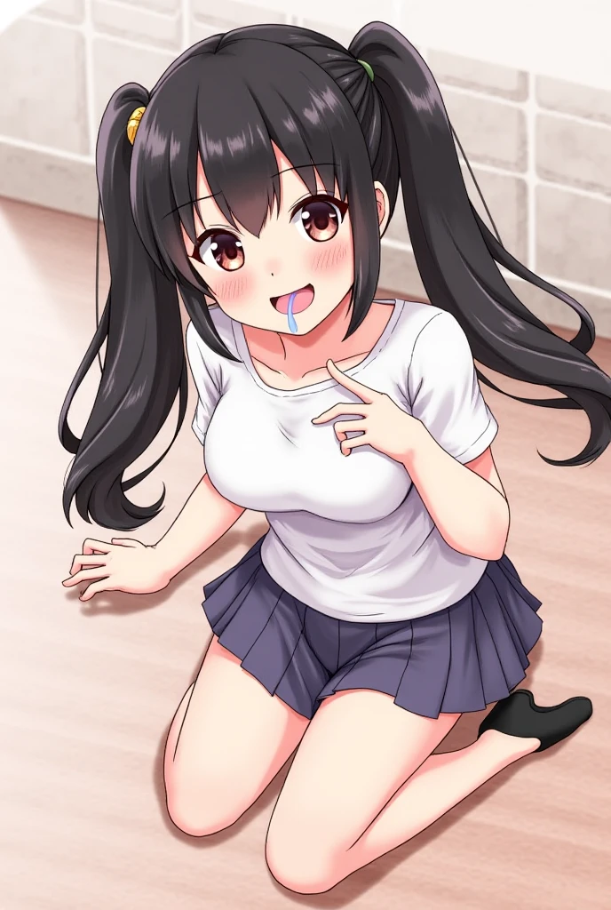(8K、Highest image quality、highest quality、masterpiece)、detailed face、((1 baby girl))、black hair、long hair、blunt bangs、red eyes、evil smile、((grin))、((small breasts))、((see through camisole))、minimum skirt、((black pleated skirt))、((micro skirt lift)、cowboy shot、((street background)),((see through)),((nipples)),((nipples visible)),((squatting)),((spread legs)),((wet panties)),((show off inside skirt)),(cameltoe),(((loli))),(loli girl),pussy juice,hand to penis,grab the penis,hand to penis,touch the penis,tekoki,Exposure,pussy juice,wet pussy,cum,penis into mouth,kiss to the penis,Licking penis,mmf Double Handjob,cum,semen,sperm,bukkake,cum on ,((penis ejaculates semen)),(((ejaculates semen))),day time,city,crowded street,