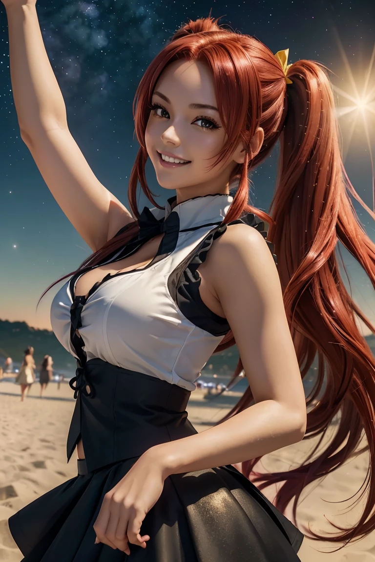 resolution、High level image quality、8K、real live action、Raw photo、highest quality、masterpiece、16 year old devil girl、unparalleled beauty、devil&#39;s black horns on head、young face、(((beautiful girl)))、long pointed ears、wear bat wings、devil&#39;s tail from the butt、Fangs from the mouth、moon、city night view、Princess、