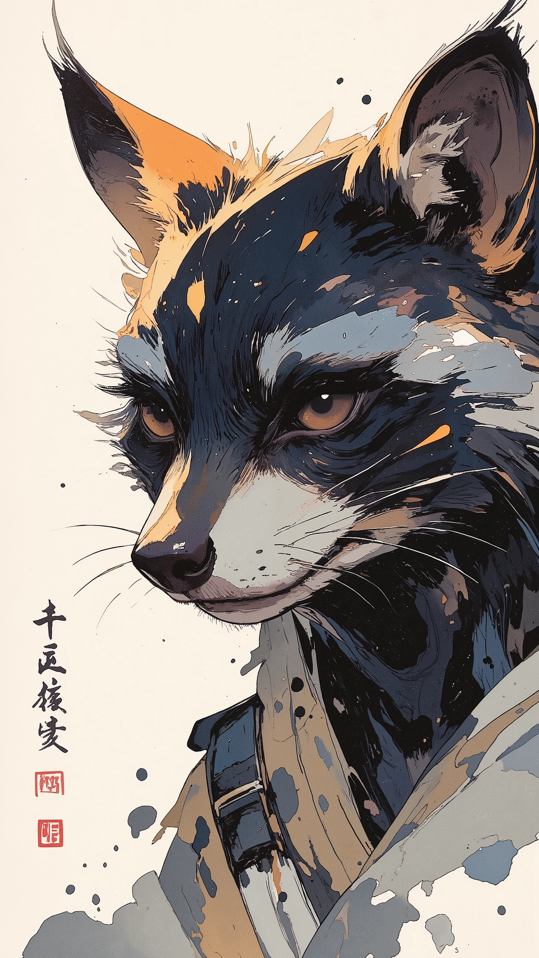 (best quality)))、(super high image quality)、(Super Detail)、(detailed description)、(Best CG ))、(masterpiece)、ArsMJStyle、(Zen ink wash painting)、raccoon , ランダムなシチュエーション,背後からのアングル,(aura:1.3),セクシーな雌raccoon
