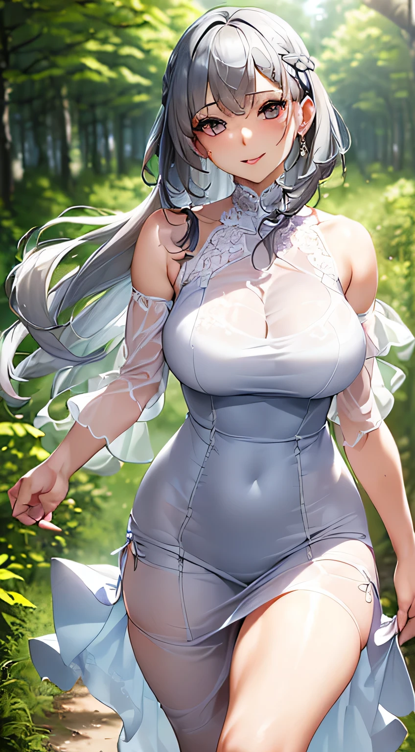 POV: Looking down at face and breasts, 1 female, dark skinned cat girl, (((dark skin))), (((mint colored cat ears))), ((appearance: subtle jewelry, silver hair clip, radiant aqua colored eyes,)), ((hair: long mint green hair, ponytail, side bangs, mint green hair, mint green cat ears, white ribbon,)), ((body: tall, slender figure, large breasts, hard nipples, wide hips,)), ((clothing: tight-fitting clothes, revealing top, white shirt, cleavage, short shorts,)), ((pose: standing, arms behind back, bending forward, smiling, happy,)), ((scene: in a park, beautiful autumn colors,)),
high quality,best quality, 8k_wallpaper,extremely detailed eyes, (large masterpiece digital art), (detailed manga illustration), (detailed line art), ((perfect)) anatomy, best hands)), (intricate details:1.3), (ultra-detailed:1.3), (illustration:1.3), (sharp focus:1.3), (natural lighting:1.05), (vivid colors:1.3),