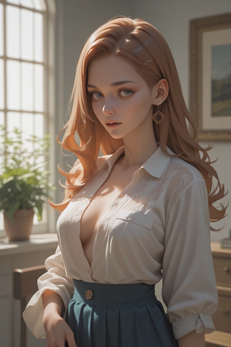 (best quality,4k,8k,highres,masterpiece:1.2), ultra-detailed, (realistic,photorealistic,photo-realistic:1.37), HDR, UHD, studio lighting, (physically-based rendering:1.1), extreme detail description, professional, vivid colors, bokeh, portraits, mature woman age 42, light copper long hair, curvaceous slim fit body, milf, single mother, hot mother, seductive mother, sugar mommy, white shirt, red pencil skirt.
