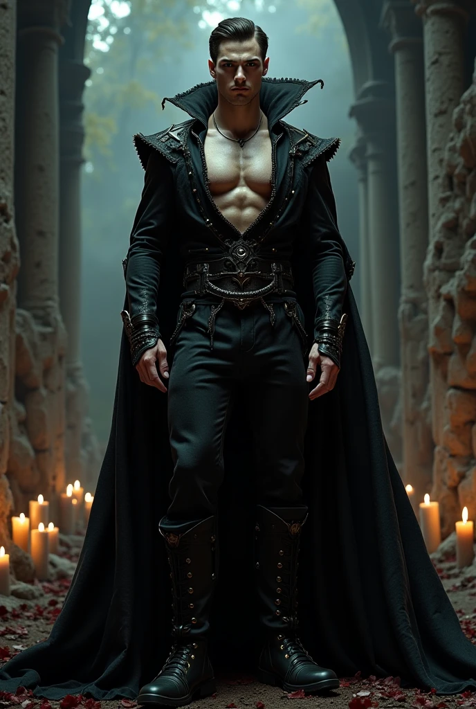 Hades with attractive and young face, in the underworld