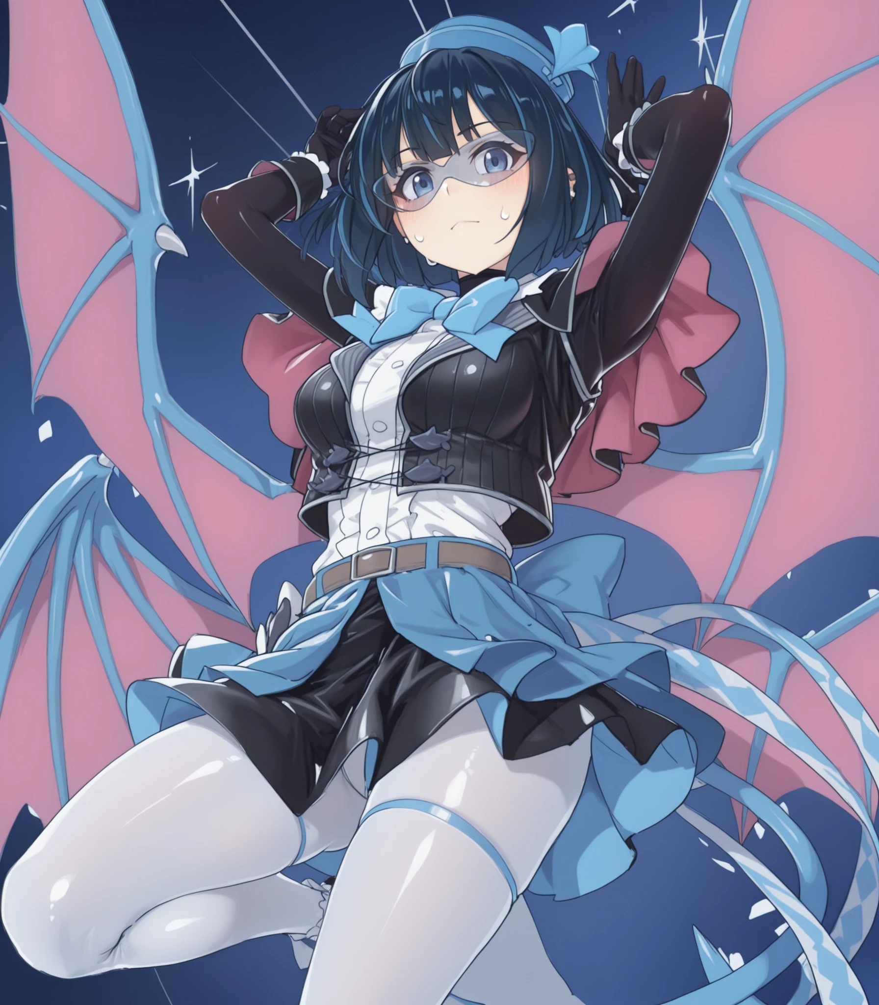 3dmm,Masterpiece,best quality, evil twin lil la:1.0, evil twin lil la outfit:1.0, anime 3D art style, silky clothes, bright colors,highly detailed,expressive facial features,dynamic pose,4k resolution,Arnold rendering masterpiece,