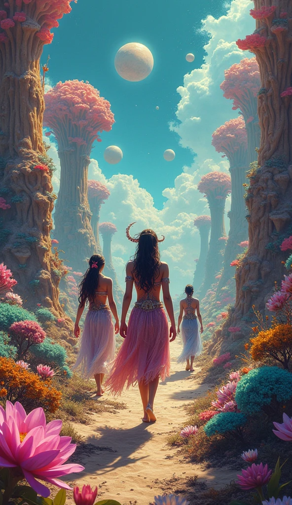 **Image An open book from which a world full of colors emerges, Characters, and landscapes.
