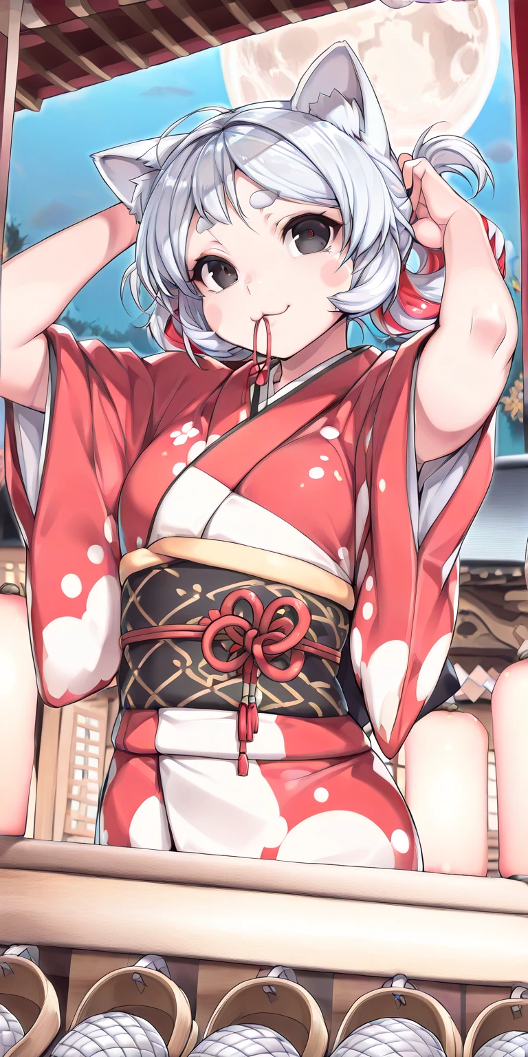 (masterpiece:1.4), (Highest quality:1.3), (high resolution:1.2), Perfect Anatomy, Well-formed face,Accurate depiction,Precise depiction,Beautiful depiction,(Rui々Shishi Body:1.1), (Healthy Body:1.1),(Shiny Hair:1.2), Well-formed face, Glassesをかけた, Glasses, Face, Lewd smile, Large Breasts,Big Breasts, Big Tits, Shaking breasts, Bouncing Breasts, 激しくShaking breasts, 激しくBouncing Breasts, Tight waist,Well-balanced body, Flexible fingers, Composition from the front, Clothes stuck with sweat, Erect nipples covered by clothes, cleavge, breasts slip, Open chest, Japanese clothes with wide open chest, Nipples visible from the chest, nipple slip from kimono, extended downbloues, Oiran, 着崩したkimono,胸元を開いたkimono, kimono, meiji school girl uniform, hakama skirt, Hakama skirt, Long skirt, Thighs covered by a skirt, long sleeve, wide sleeve, Lace-up boots, (leaning forward:1.3), slouch, hanging breasts, standing, doggy style,Provocative attitude, spread legs, looking at viewer, Daytime, Bright sunshine, Outdoor, shrine, torii, Cobblestone Street, nsfw,