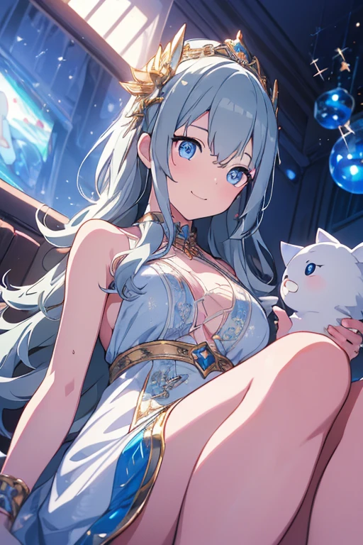 1 woman、Hair that shines like pale aquamarine、fluffy and soft hair、Sparkling aquamarine eyes、爆乳、Too large breasts、Seductive breasts、Sheer underwear、Tiara of the Goddess、goddess god々Feeling、lace cape、aquamarine choker、Castle Room、Long Lace Bale、Ruffles and ribbons、A smile、The upper part of the body、long to, A glowing wand made of aquamarine and crystals.、Wings encrusted with aquamarine、A benevolent look、Aquamarine brilliance、Eternal brilliance、Too large breasts、爆乳、puffy chest、Cinderella's Castle、Navel Ejection、I can see my nipples