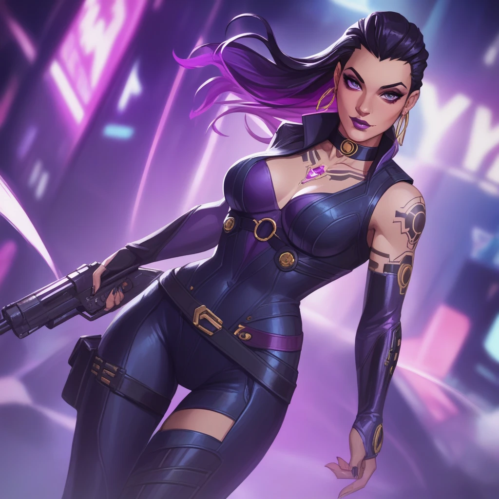 Sombra von overwatch masturbiert nakt mit high heels und einem dildo