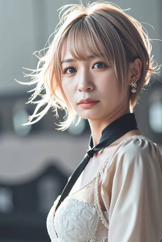 Ass, gyaru, dark-skinned, (shiny oiled skin:1.2), blond hair, Wearing traditional patterned Japanese yukata, gyaru exposes her ass, in ryokan, thick fog, sony a7, film grain, dark night, Photorealistic, one-point perspective, 32K, diffuse reflection, colorful shiny particles, Lens Flare, soft lighting