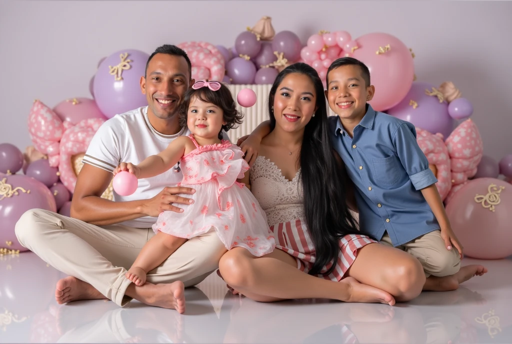 There is a group of people who are posing for a photo, family photography, family portrait, happy family, color portrait, color studio portrait, portrait photo de un telón de fondo, an indonesian family portrait, colored background, barong family, complex background, family, portrait photo, colored photo, high quality portrait, Photoshoot, 1 / 4 Portrait, portrait photo, Medium portrait